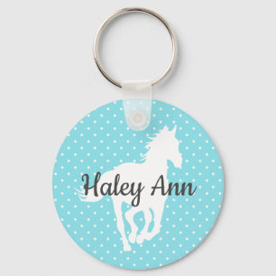 Porte-clés Cheval Silhouette Nom Pois