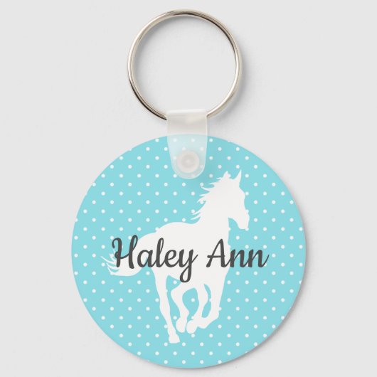 Porte-clés Cheval Silhouette Nom Pois (Recto)