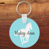 Porte-clés Cheval Silhouette Nom Pois (Recto)