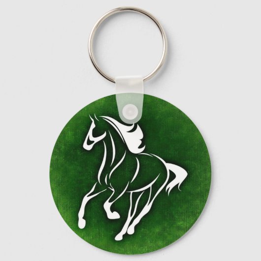 Porte-clés Cheval sur arrière - plan vert (Recto)