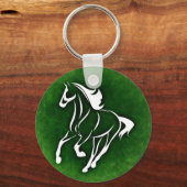 Porte-clés Cheval sur arrière - plan vert (Recto)