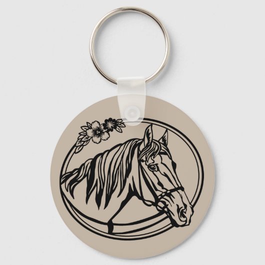 Porte-clés Cheval tête avec fleurs (Recto)