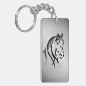 Porte-clés Cheval tête sur argent (Devant gauche)
