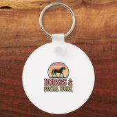 Porte-clés Cheval & Travail Social Retro Sunset Vector Design (Recto)