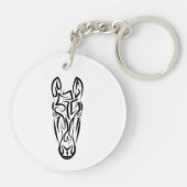 Porte-clés Cheval tribal noir et blanc (Dos)