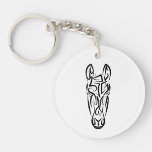 Porte-clés Cheval tribal noir et blanc
