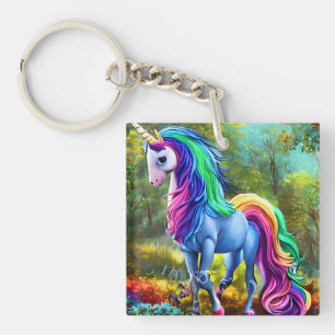 Porte-clés Cheval Unicorne coloré dans la forêt-46567