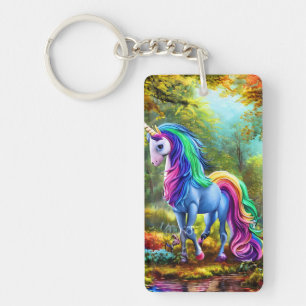 Porte-clés Cheval Unicorne coloré dans la forêt-46567