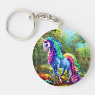 Porte-clés Cheval Unicorne coloré dans la forêt-46567