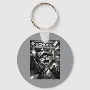 Porte-clés Chevalier de chat drôle retour à l'école médiéval