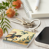 Porte-clés Chevalier médiéval/dragon/château fantastique (Devant Droit)