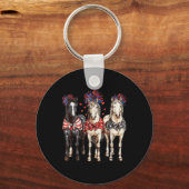 Porte-clés Chevaux 4 juillet Cheval patriotique Drapeau améri (Recto)