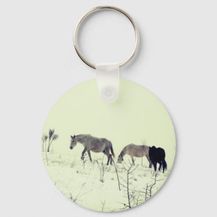 Porte-clés Chevaux dans l'anneau à clé d'hiver