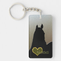 Chevaux de coeur I (coeur d'or) Porte - clé