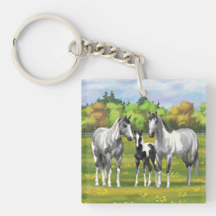 Porte-clés Chevaux De Peinture Gris De Pâte De Poisson En Été
