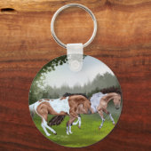 Porte-clés Chevaux de peinture Tobiano en peau de boule (Recto)