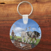 Porte-clés Chevaux de trait labourant en mars  (Recto)