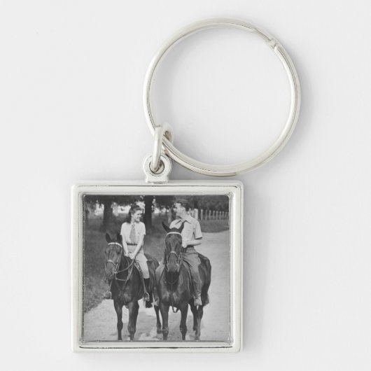 Porte-clés Chevaux d'équitation de couples (Devant)