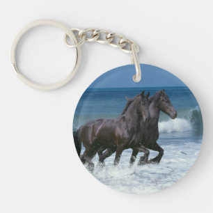 Porte-clés Chevaux d'imaginaire : Frisons et mer