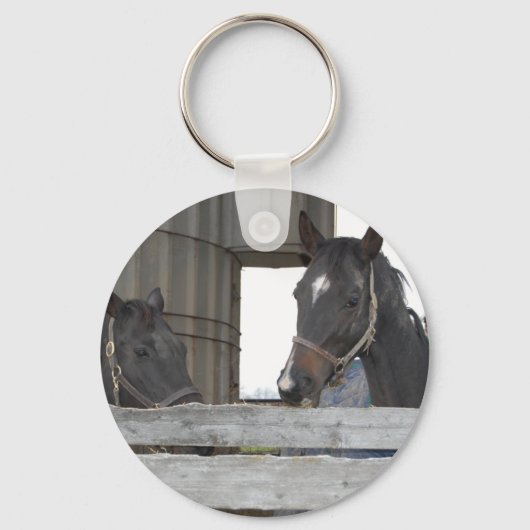 Porte-clés Chevaux noirs/Ranch (Recto)