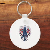 Porte-clés Chevaux patriotiques Conception vectorielle de feu (Recto)