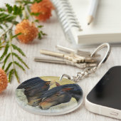 Porte-clés Chevaux sauvages Touchant le nez Porte - clé (Devant Droit)