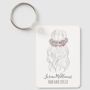 Porte-clés Cheveux Boho Coiffeur de Mariage Floral Romantique