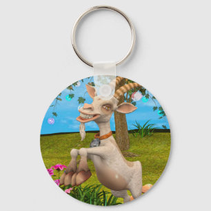 Porte-clés Chèvre de dessin animé drôle Art d'animal de jardi