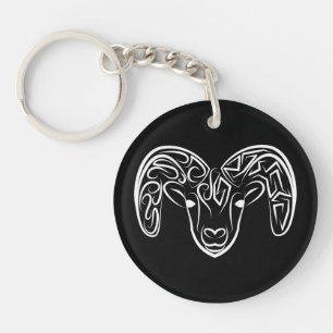 Porte-clés Chèvre tribale noire et blanche / Mouton