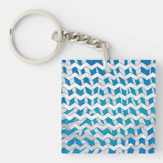 Porte-clés Chevron bleu et blanc Zebra (Devant)