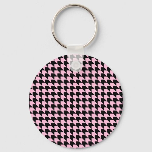 Porte-clés Chevron Checks rose et noir (Recto)