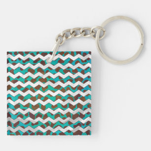 Porte-clés Chevron Dalmatien Brun et Sarcelle