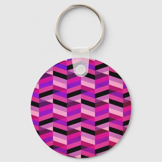 Porte-clés Chevron/Herringbone abstrait | Violets et Violet (Recto)