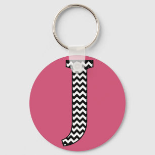 Porte-clés Chevron J Monogram noir et blanc Porte - clé de ba