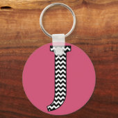 Porte-clés Chevron J Monogram noir et blanc Porte - clé de ba (Recto)