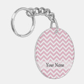 Porte-clés chevron rose et blanc (Devant gauche)