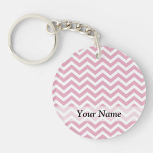 Porte-clés chevron rose et blanc