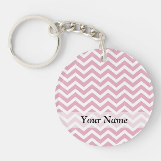 Porte-clés chevron rose et blanc (Devant)