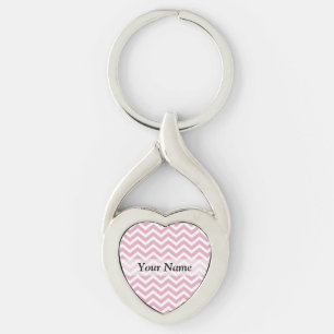 Porte-clés chevron rose et blanc