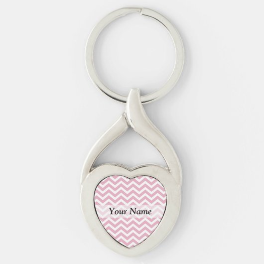 Porte-clés chevron rose et blanc (Devant)