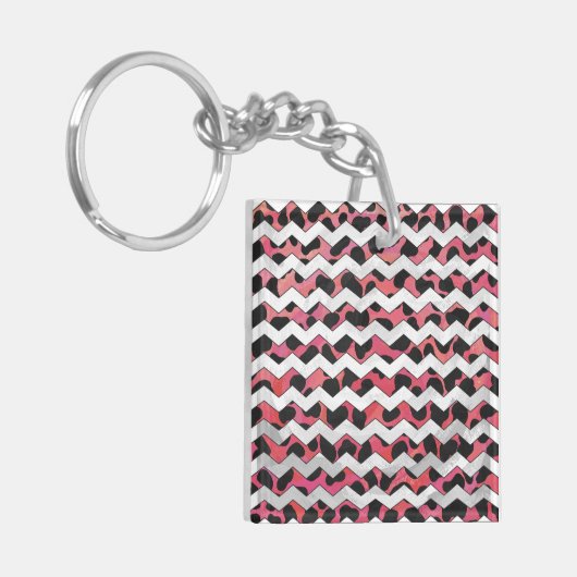 Porte-clés Chevron rose et noir Dalmation (Devant gauche)
