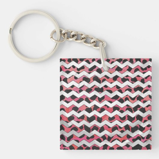Porte-clés Chevron rose et noir Dalmation (Devant)