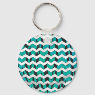 Porte-clés Chevron Tiger noir et Turquoise