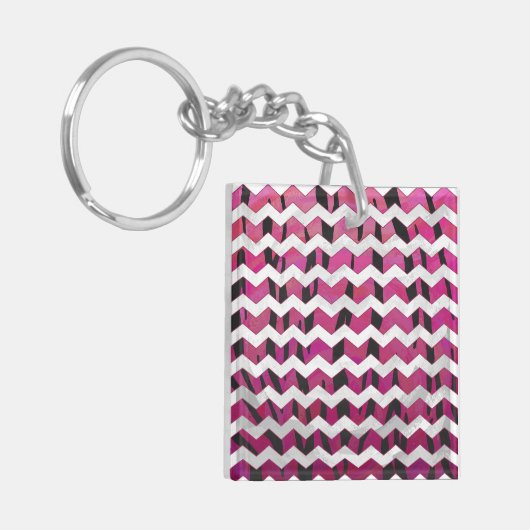 Porte-clés Chevron Tiger rose chaud et noir (Devant gauche)