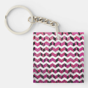 Porte-clés Chevron Tiger rose chaud et noir
