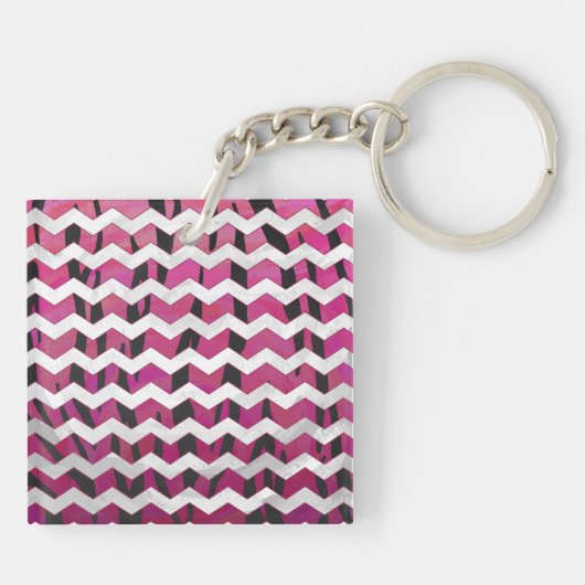 Porte-clés Chevron Tiger rose chaud et noir (Dos)