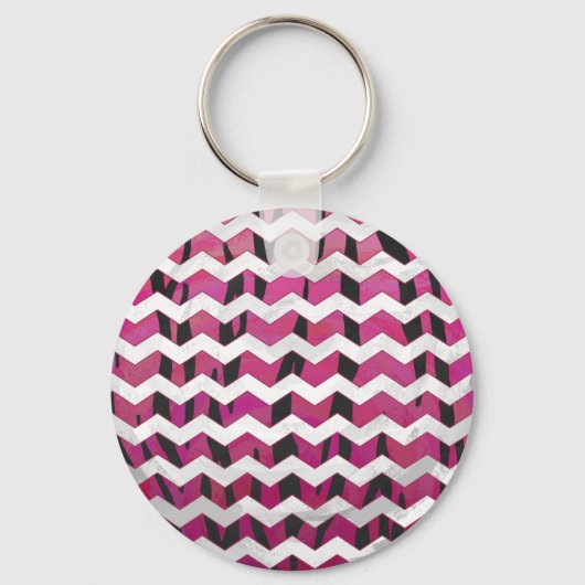 Porte-clés Chevron Tiger rose chaud et noir (Recto)