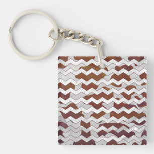 Porte-clés Chevron Vache Brown et blanc