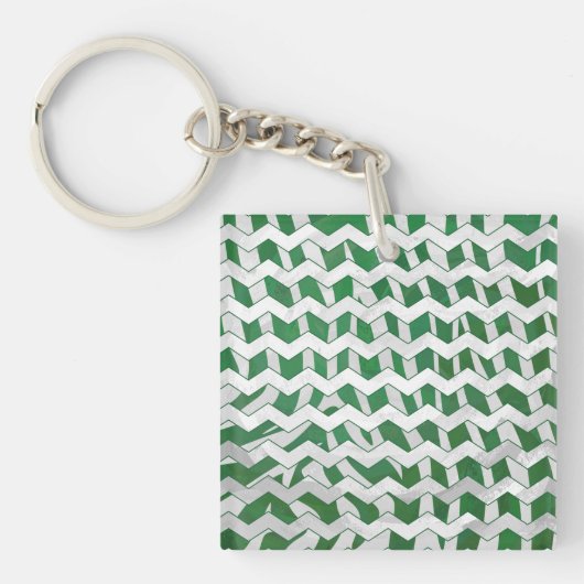 Porte-clés Chevron Zebra Green et White Print (Devant)