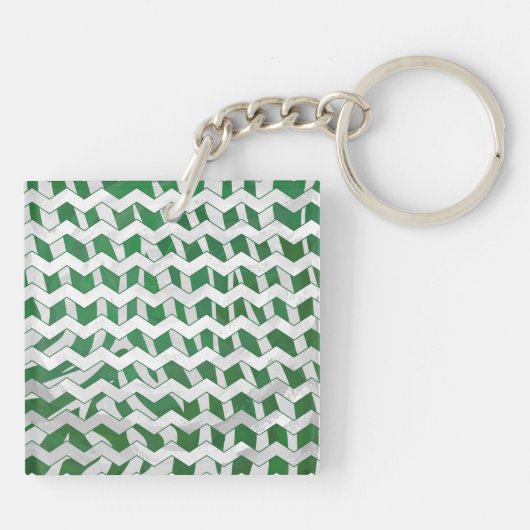 Porte-clés Chevron Zebra Green et White Print (Dos)